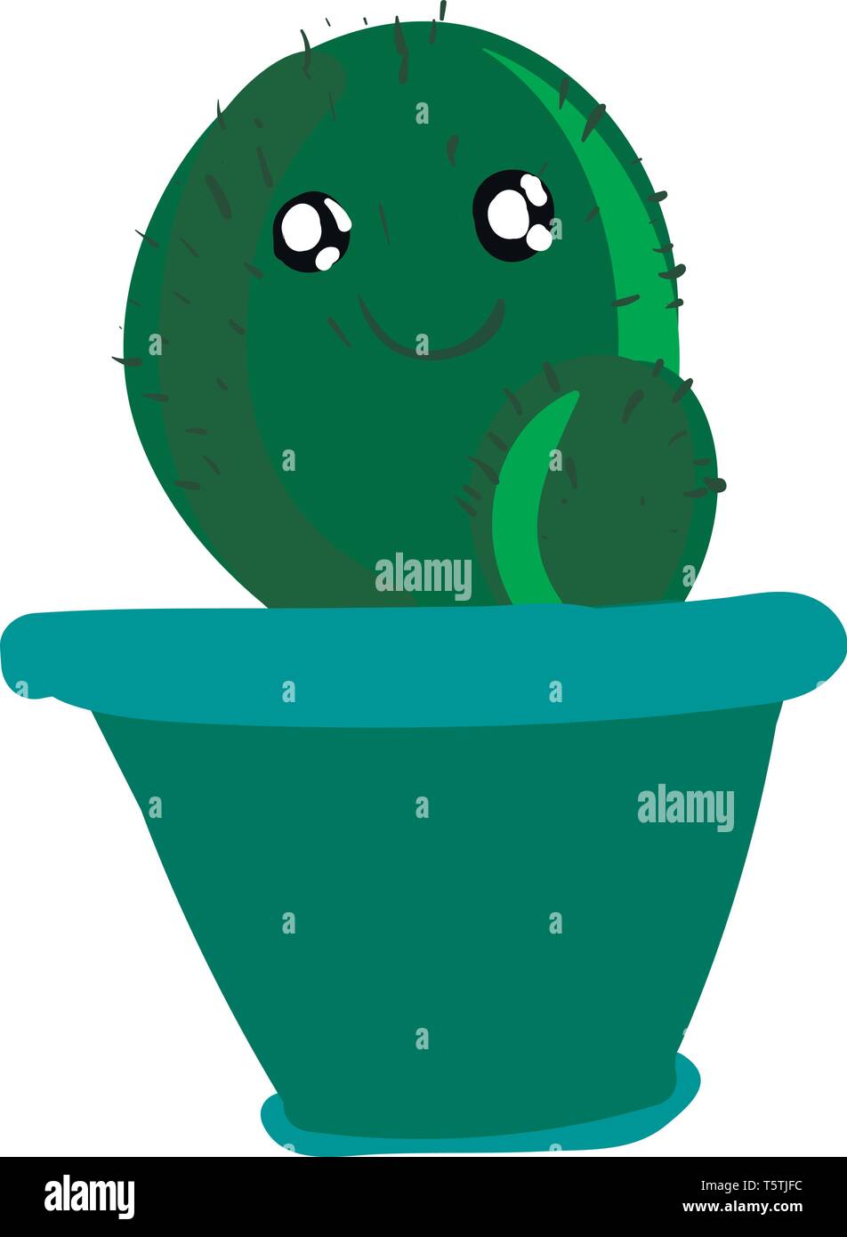 A happy cactus in blue pot vector or color illustration Stock Vector ...