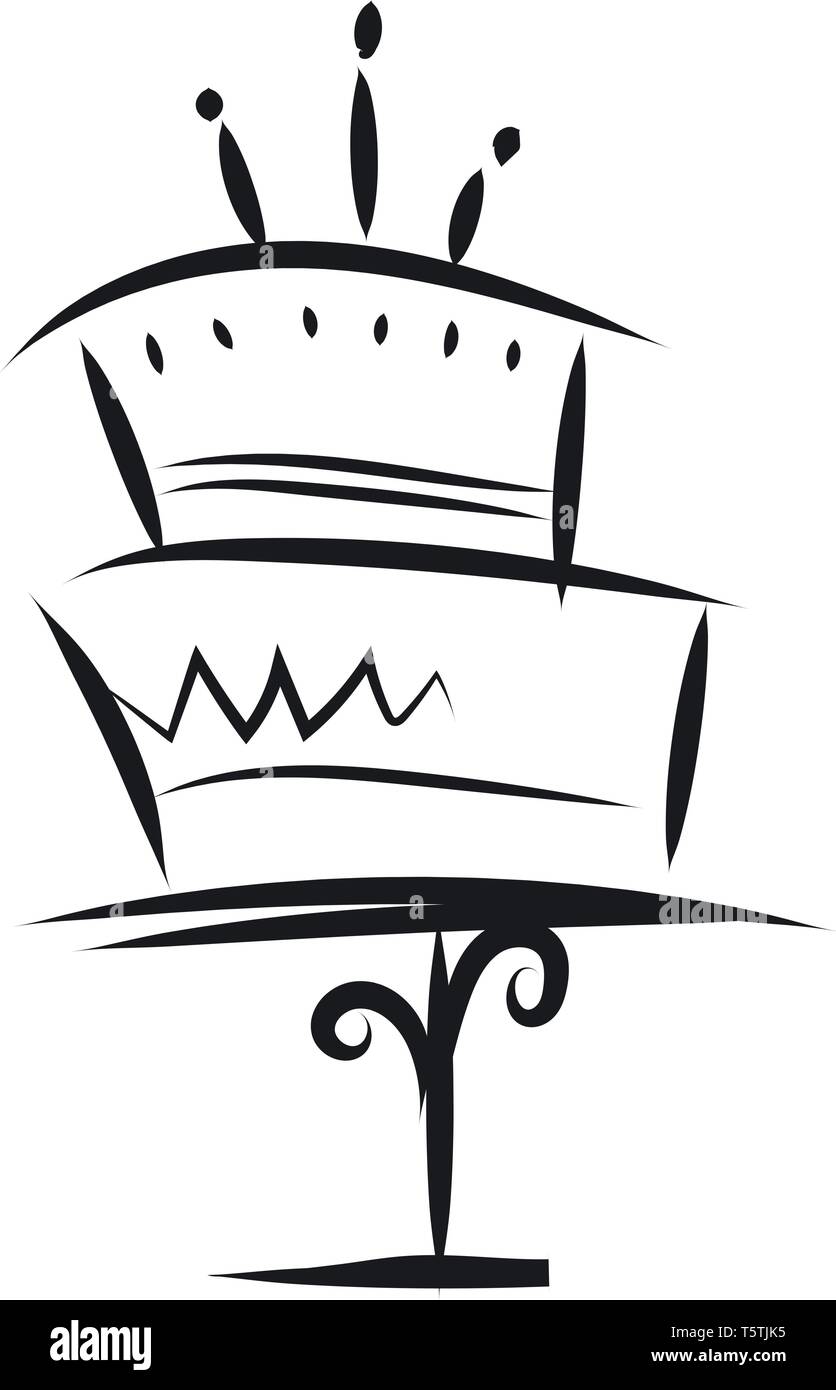 Birthday cake on a stand vector or color illustration Stock Vector