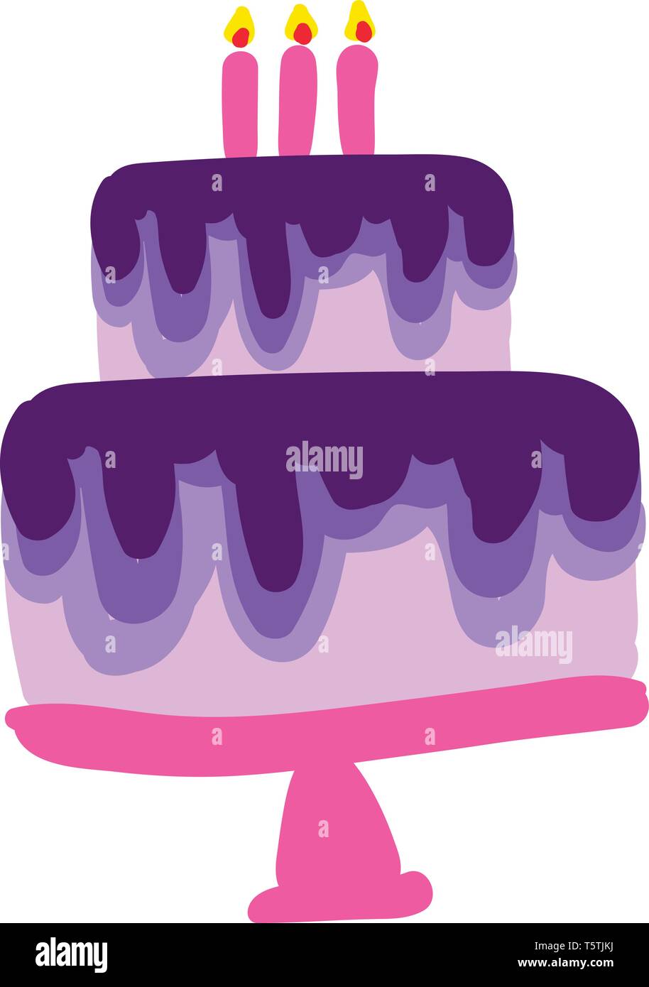 Pink and purple fondant cake vector or color illustration Stock Vector