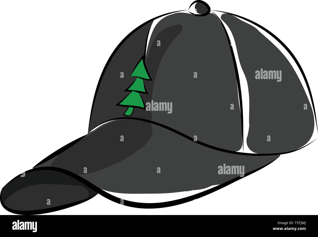 Black cap with pine tree design vector or color illustration Stock Vector