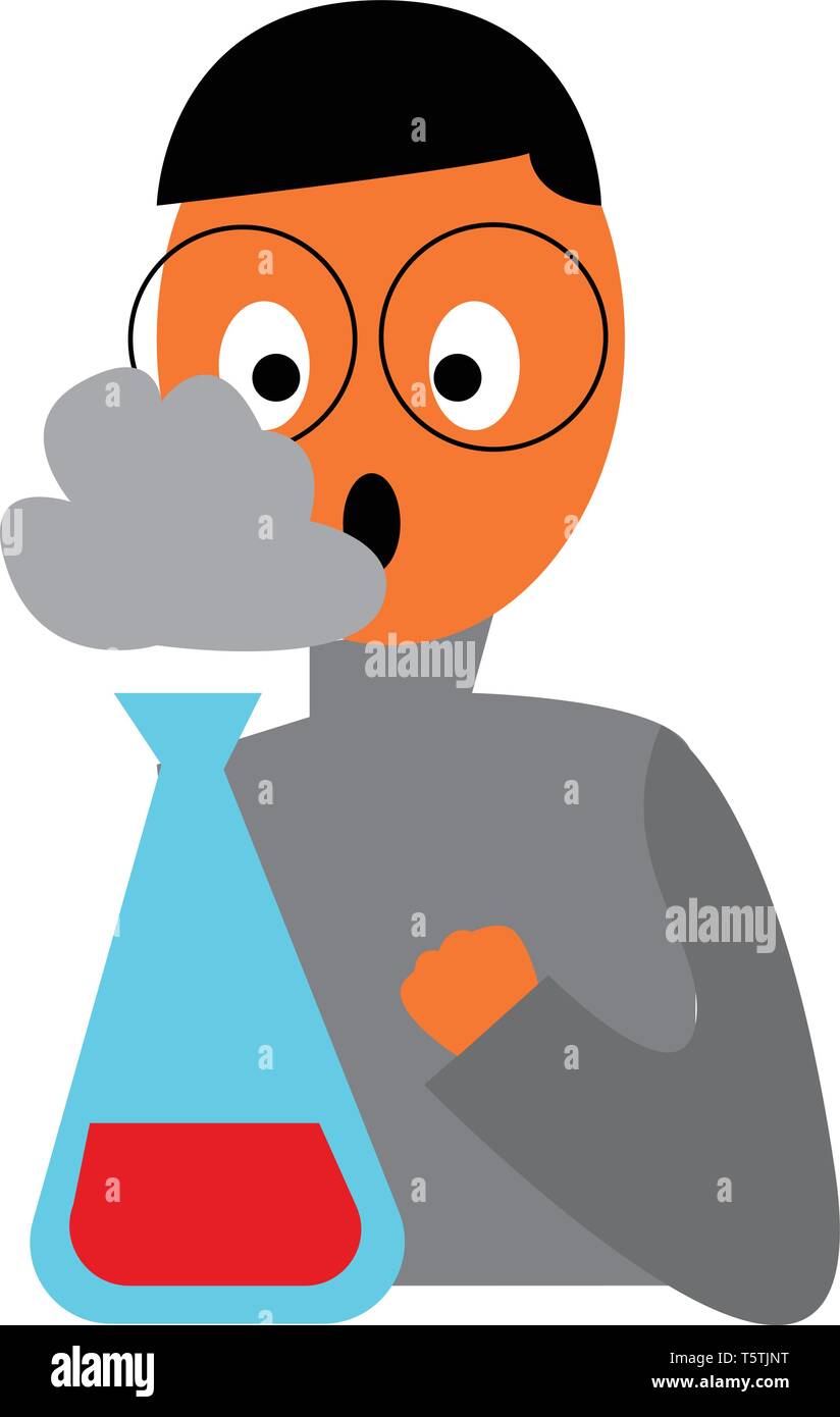 A chemist with lab equipment's vector or color illustration Stock Vector