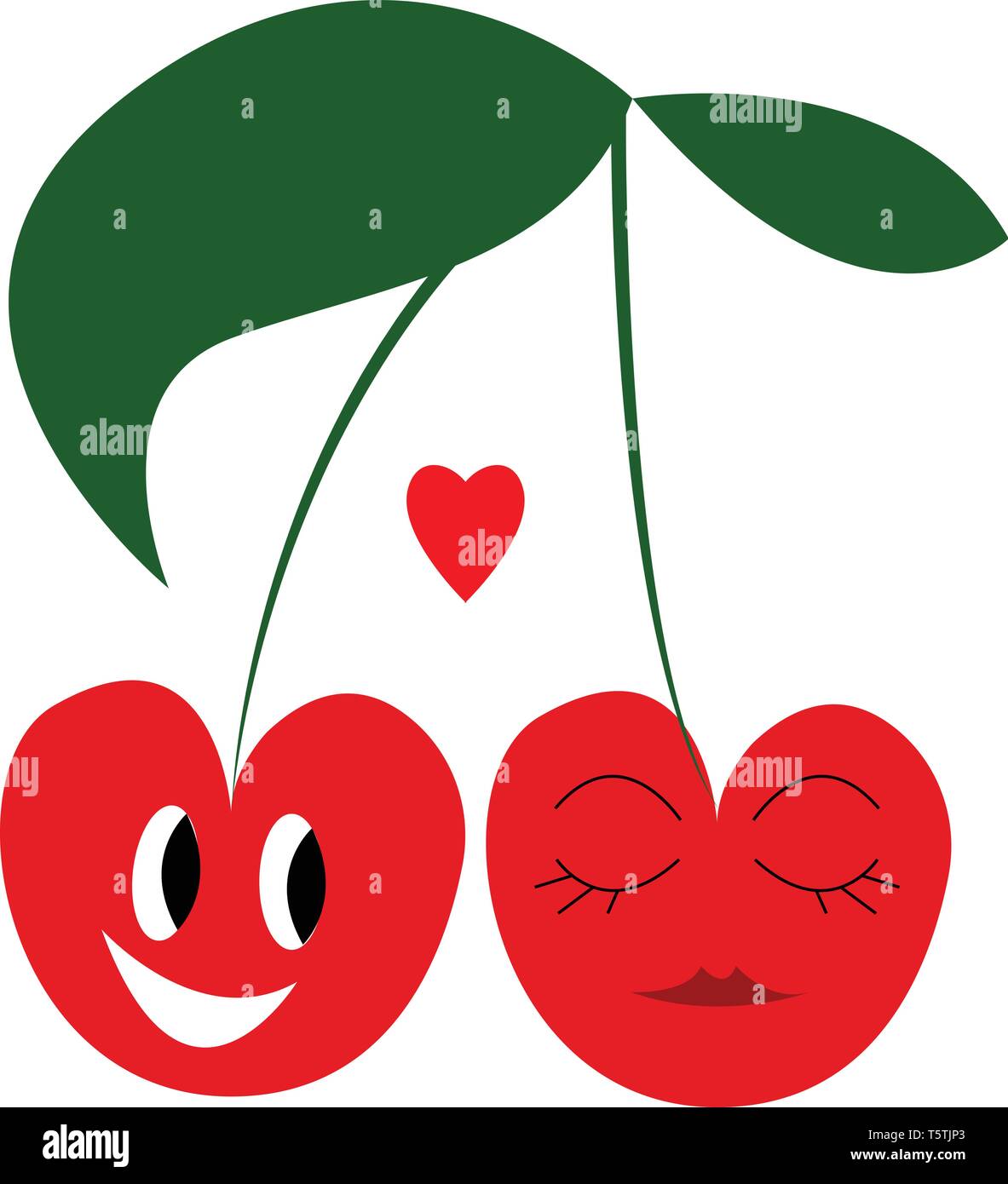 Cherry couple in love vector or color illustration Stock Vector Image ...