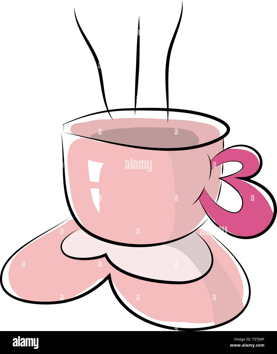 A pink tea cup vector or color illustration Stock Vector Image & Art
