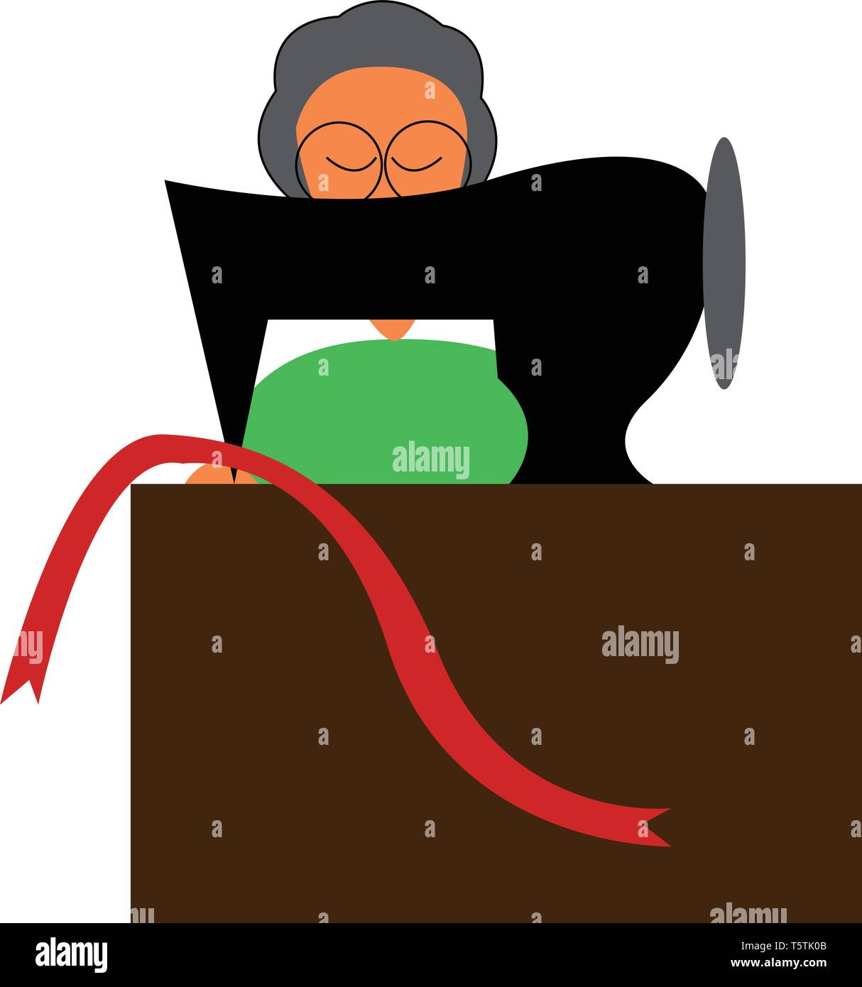 A dressmaker with sewing machine vector or color illustration Stock Vector