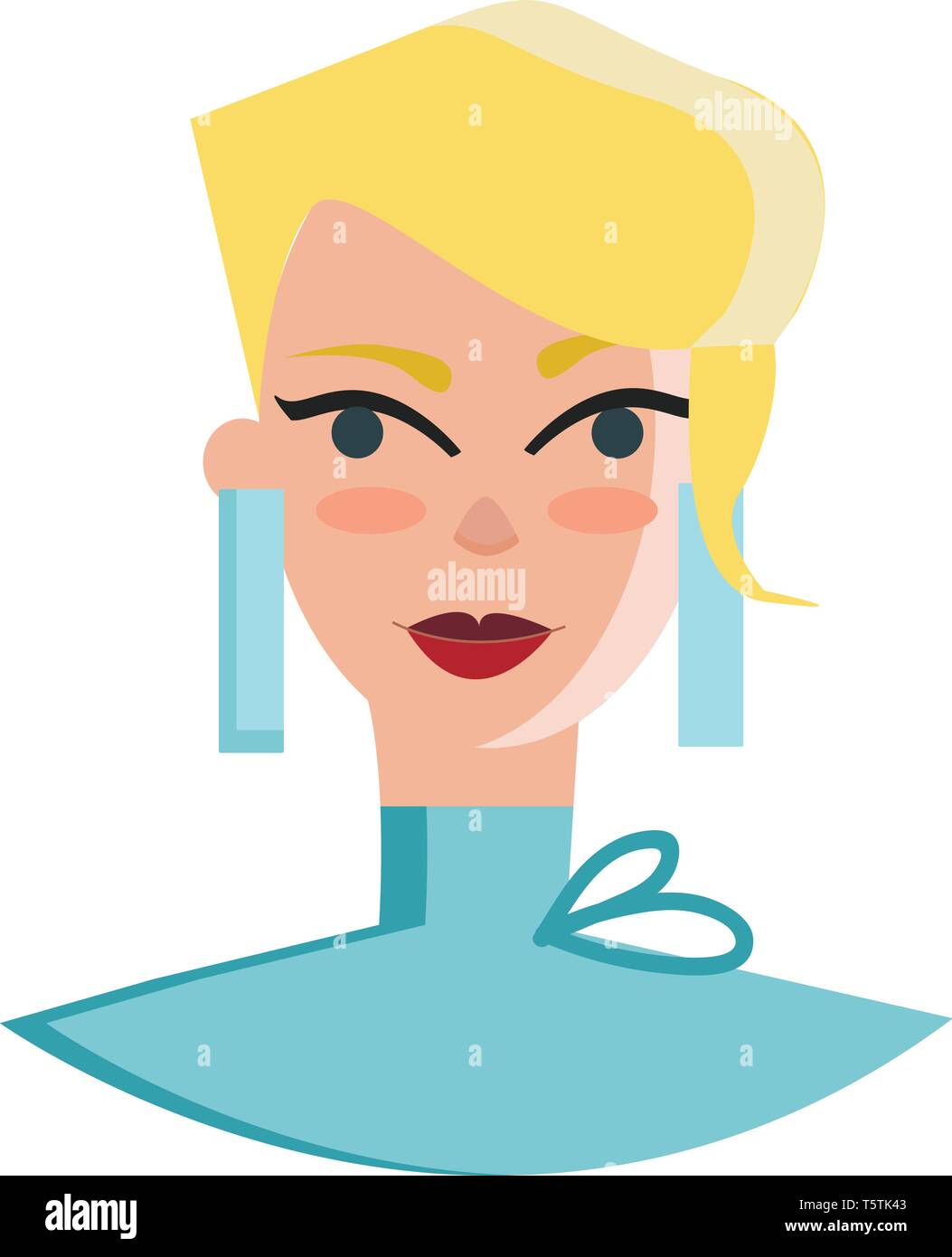 Young lady in blue dress vector or color illustration Stock Vector ...