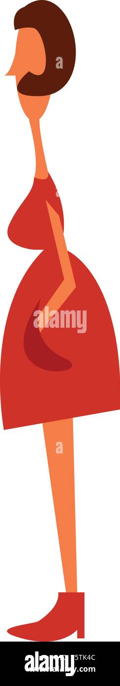 A girl in red dress vector or color illustration Stock Vector Image ...
