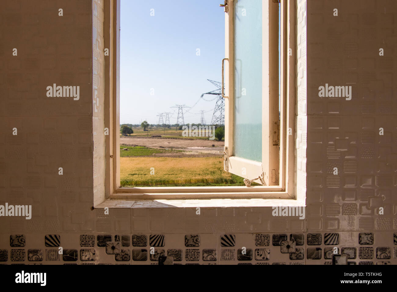 Open window, Outside  view through window Stock Photo