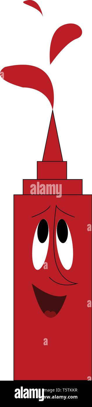 Emoji of tomato ketchup bottle surprised with sauce pouring out of it ...