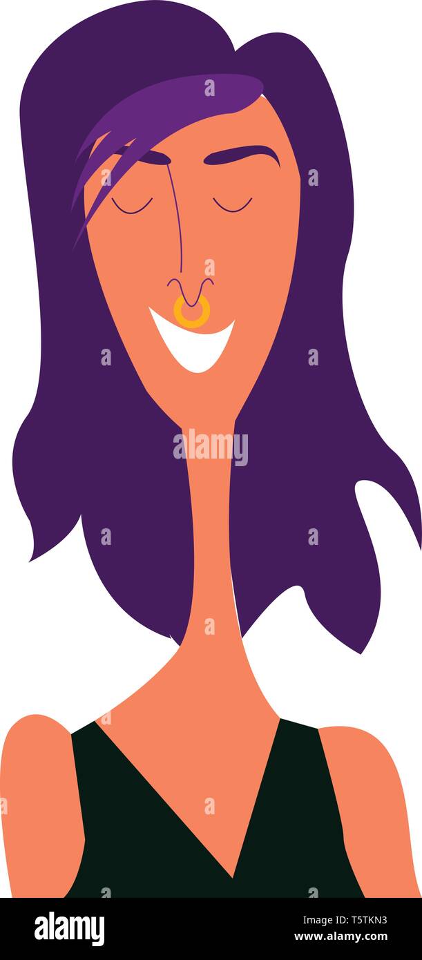 A skinny girl in black costume and eyes closed is with purple lilac hair  that symbolizes first love vector color drawing or illustration Stock  Vector Image & Art - Alamy