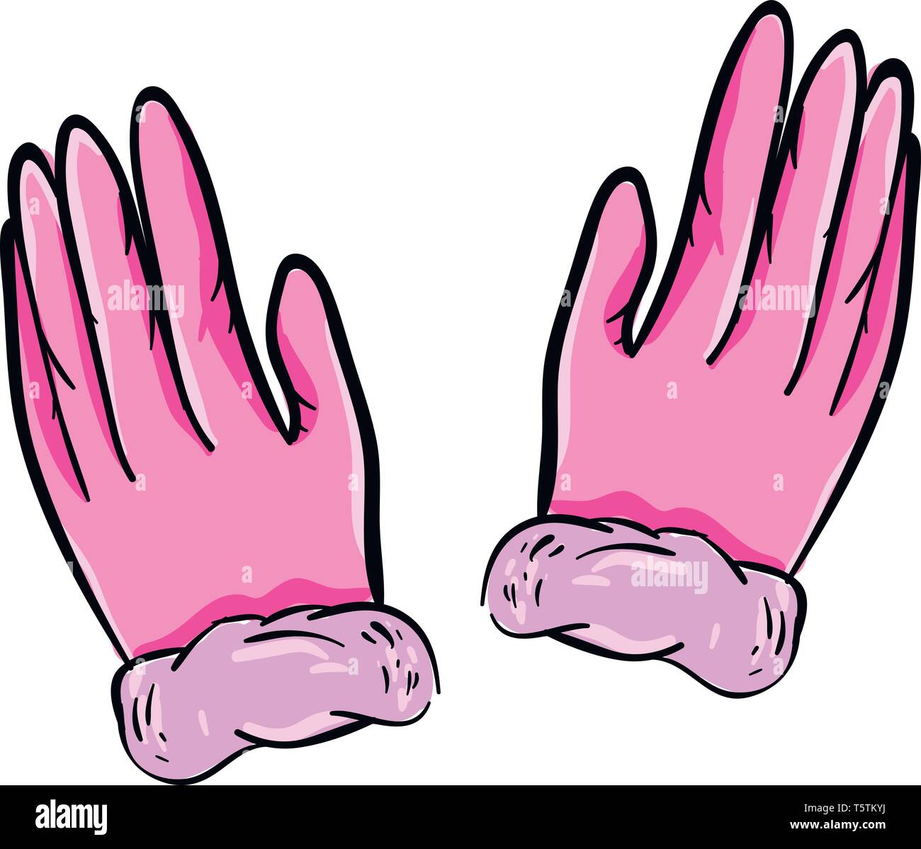 A pair of hands with brilliant pinkcolored gloves looks so cute and