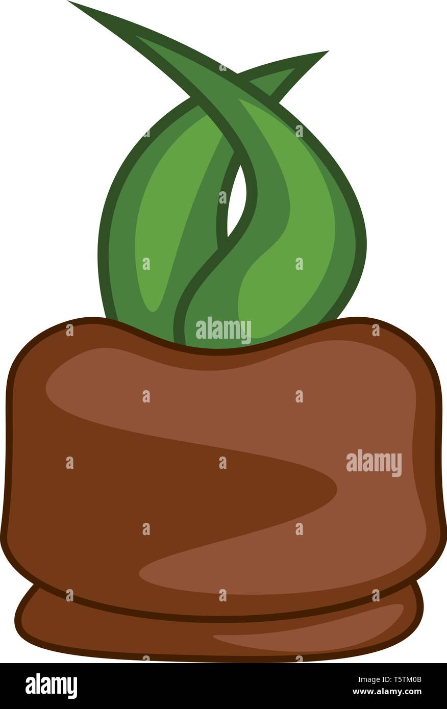 The clipart of a cartoon carrot plant that shows only the anterior part with orange-colored edible part topped with two leaves vector color drawing or Stock Vector