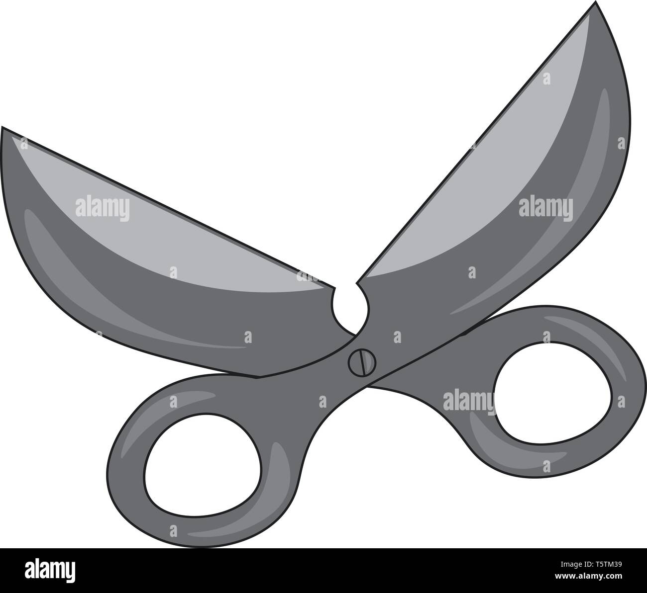 Big open scissors grey in color and possess a white button at the