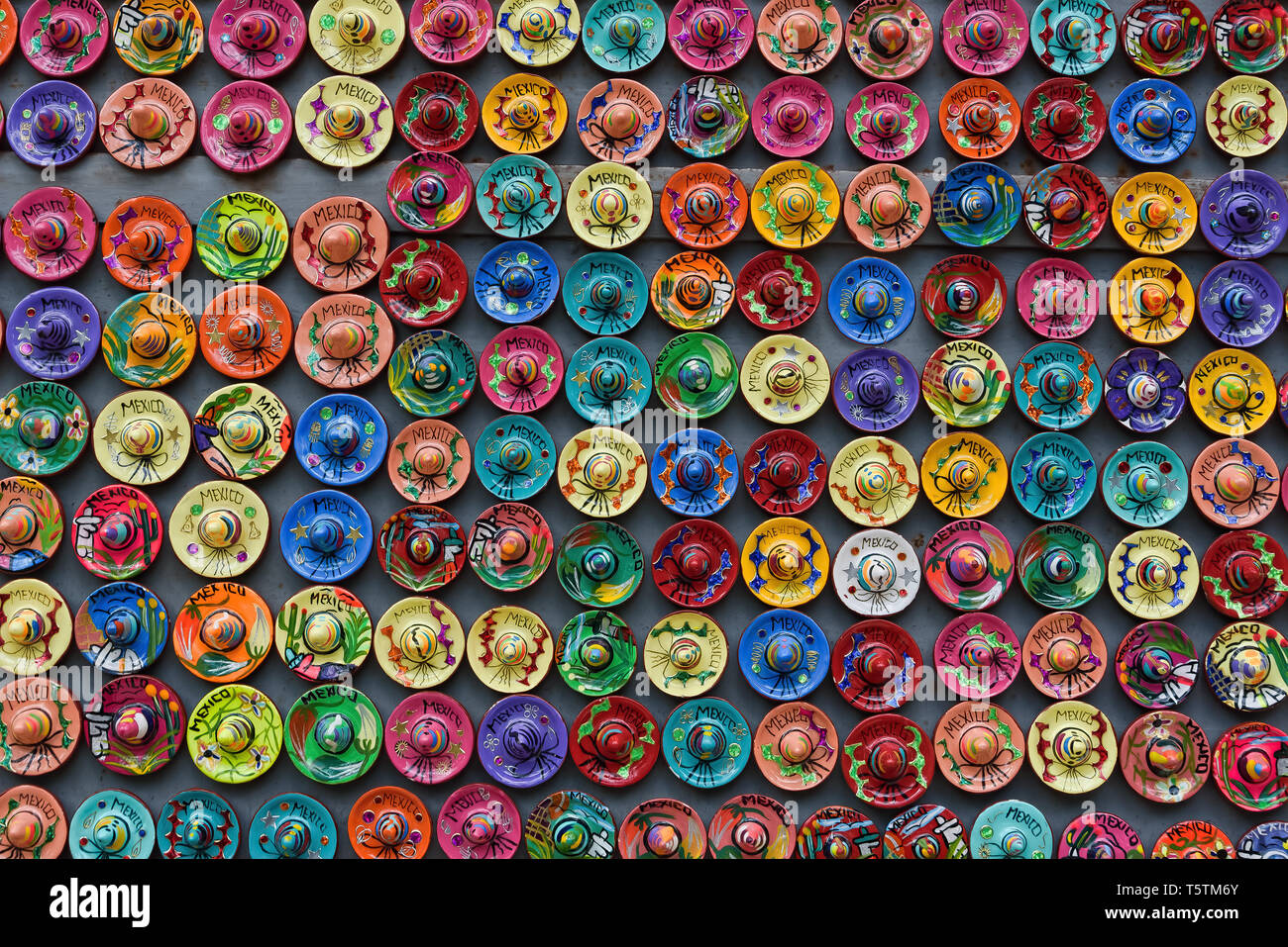 Colorful Sombrero magnet souvenirs, Yucatan, Mexico Stock Photo - Alamy