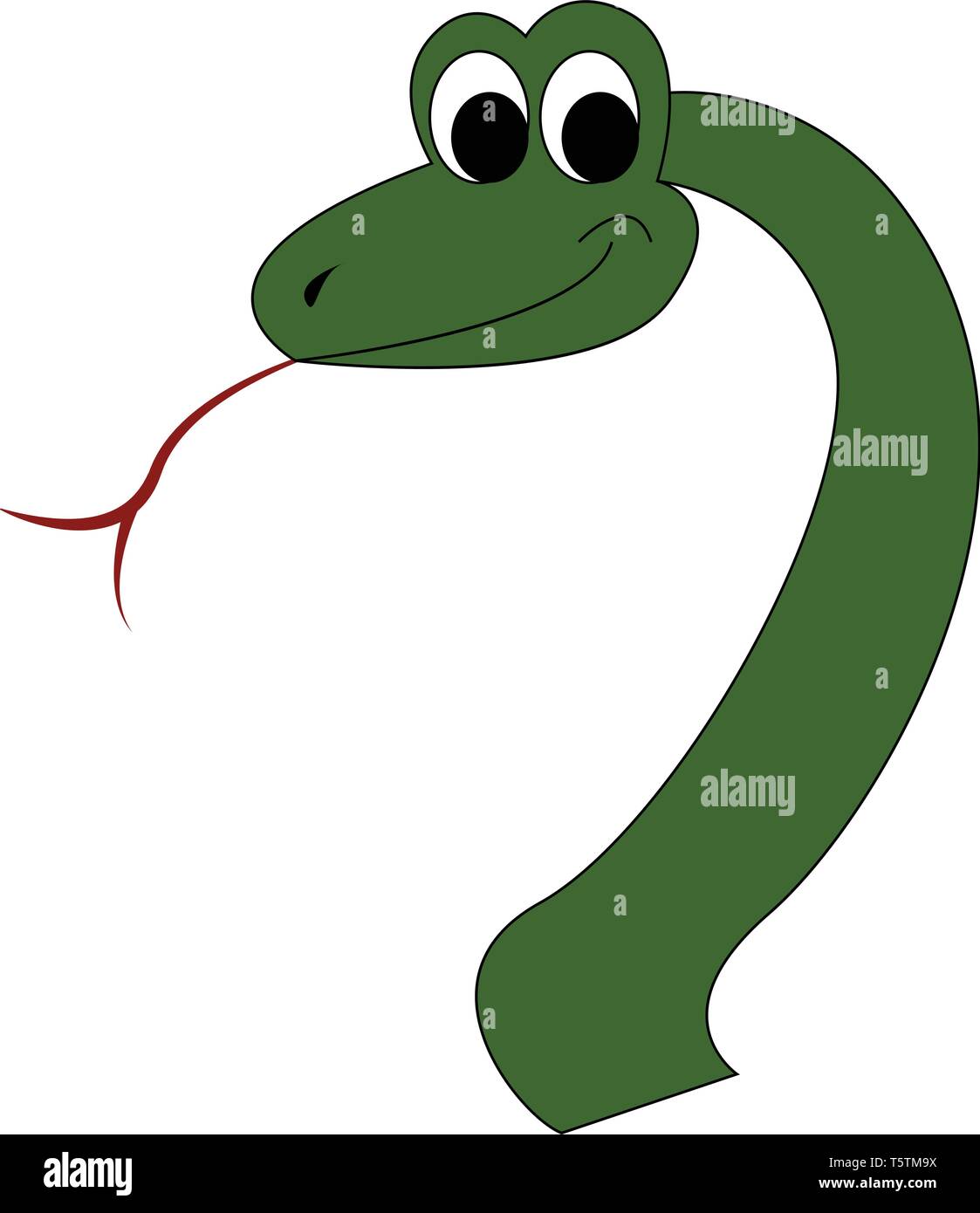 Cute smiling green snake vector illustration on white background Stock Vector