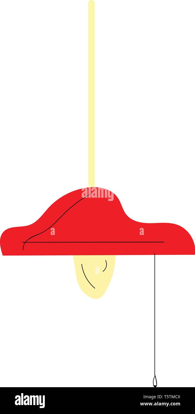 Red lamp with lit bulb vector illustration on white background Stock Vector