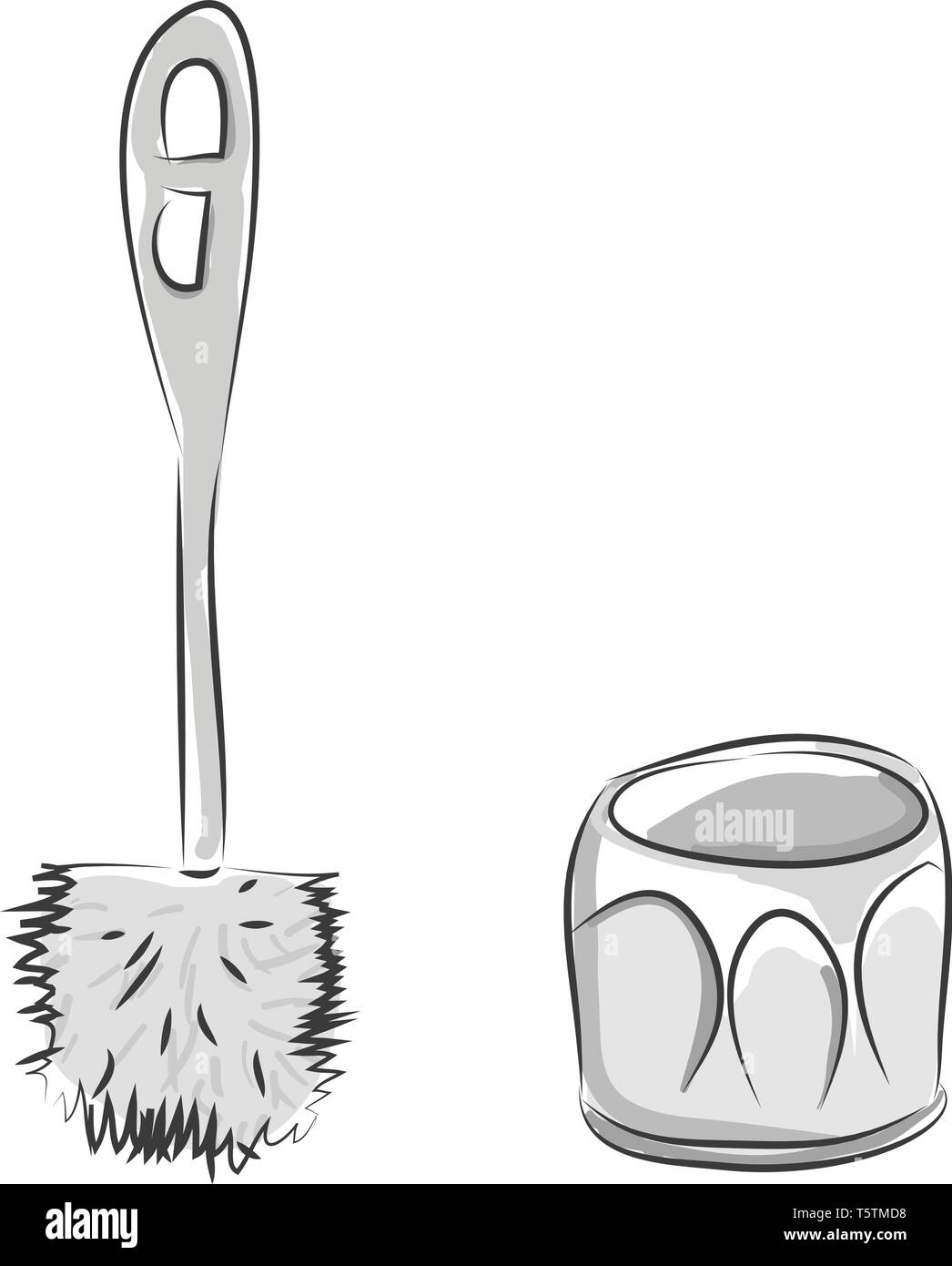 Vector illustration of a white toilet brush white background Stock Vector