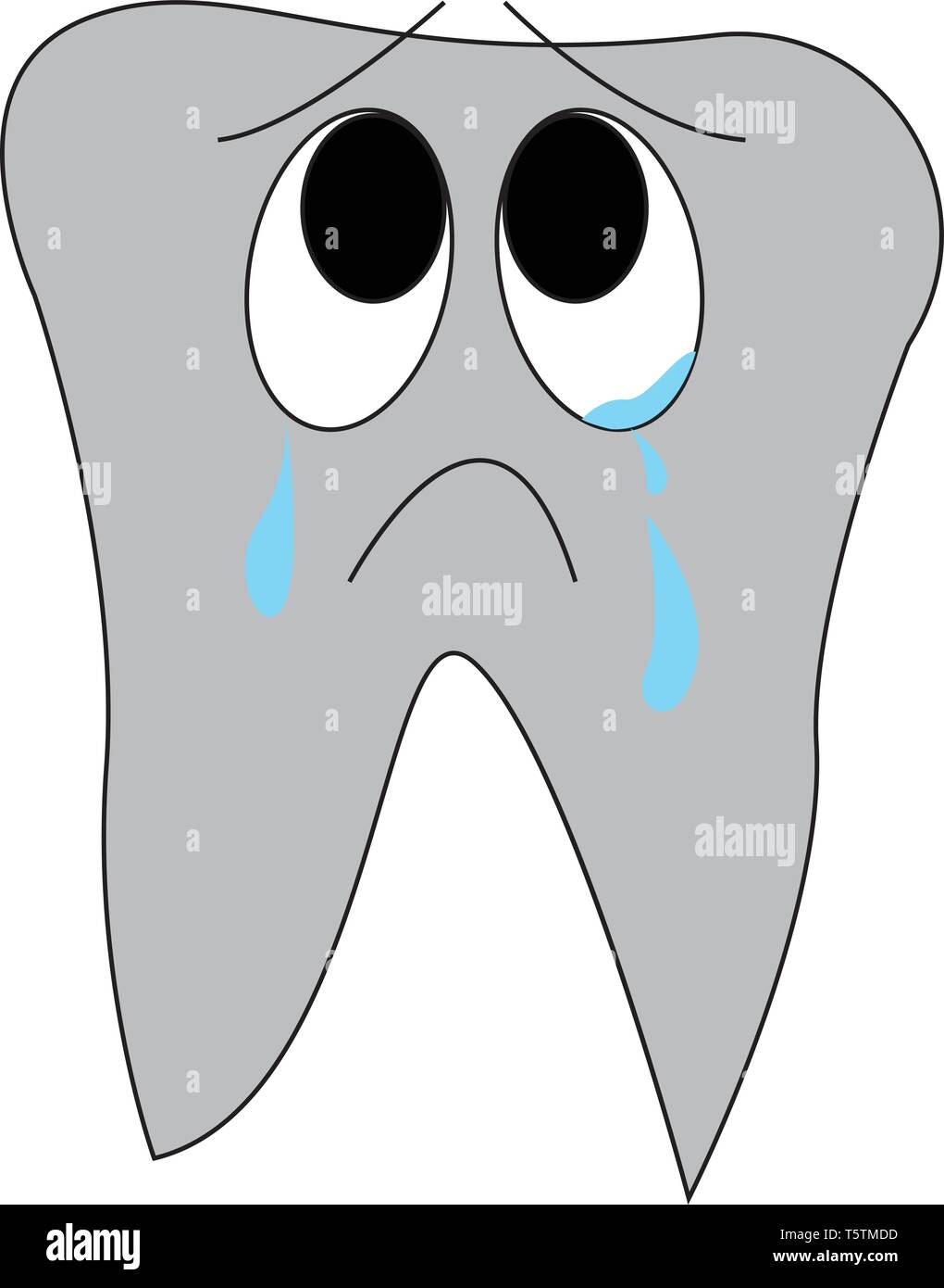 Cartoon of a crying tooth vector illustration on white background Stock Vector