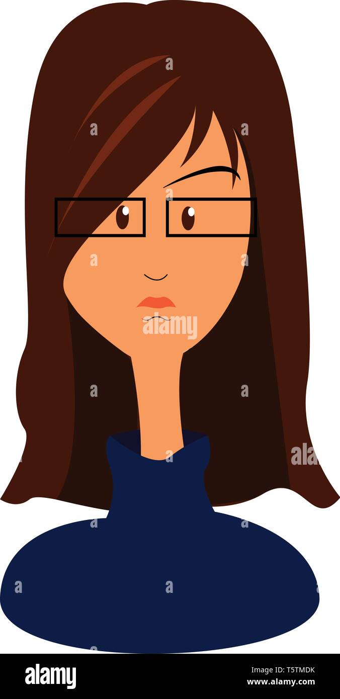 Woman wearing blue turtleneck sweater illustration print vector on ...