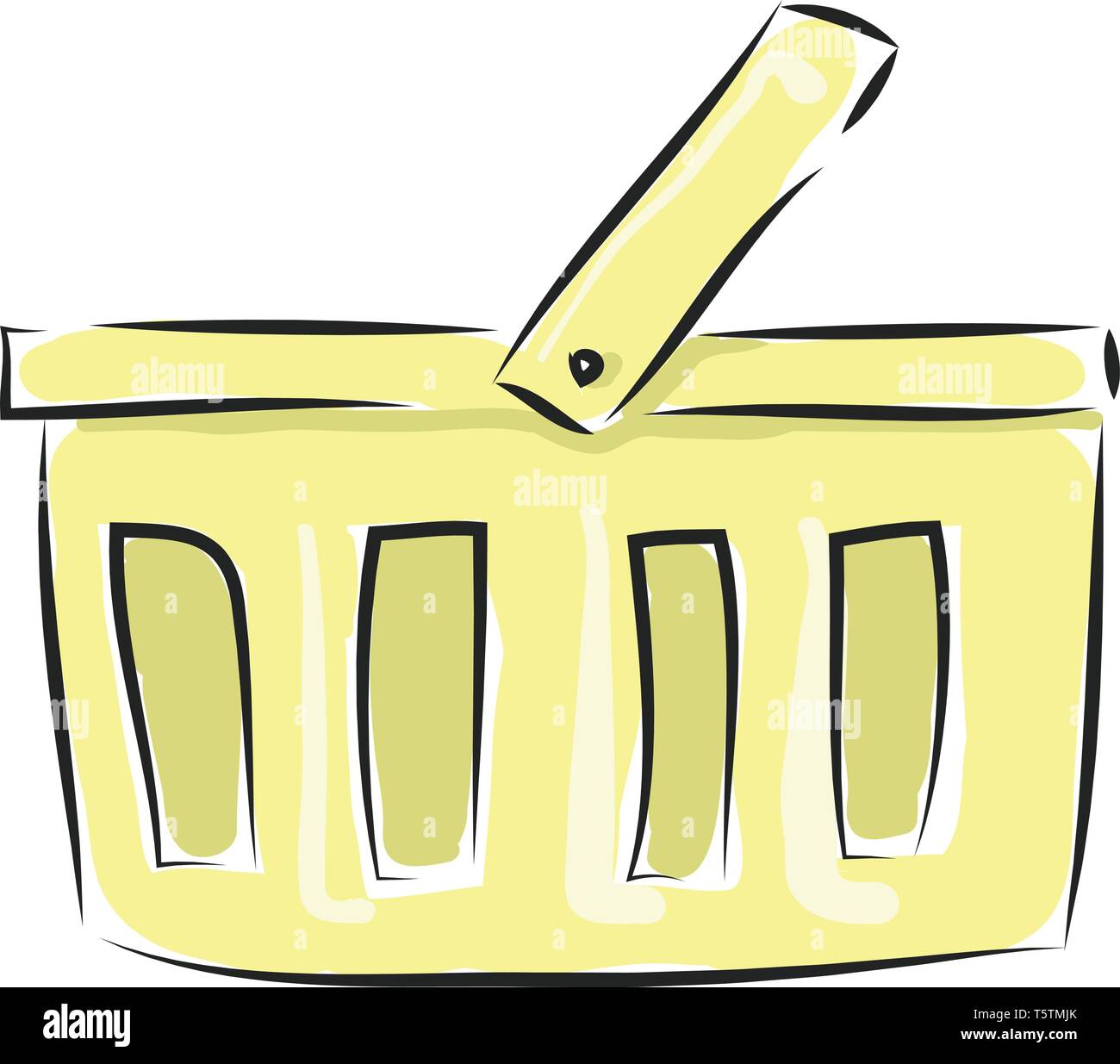 Cartoon yellow basket vector illustration on white background Stock Vector