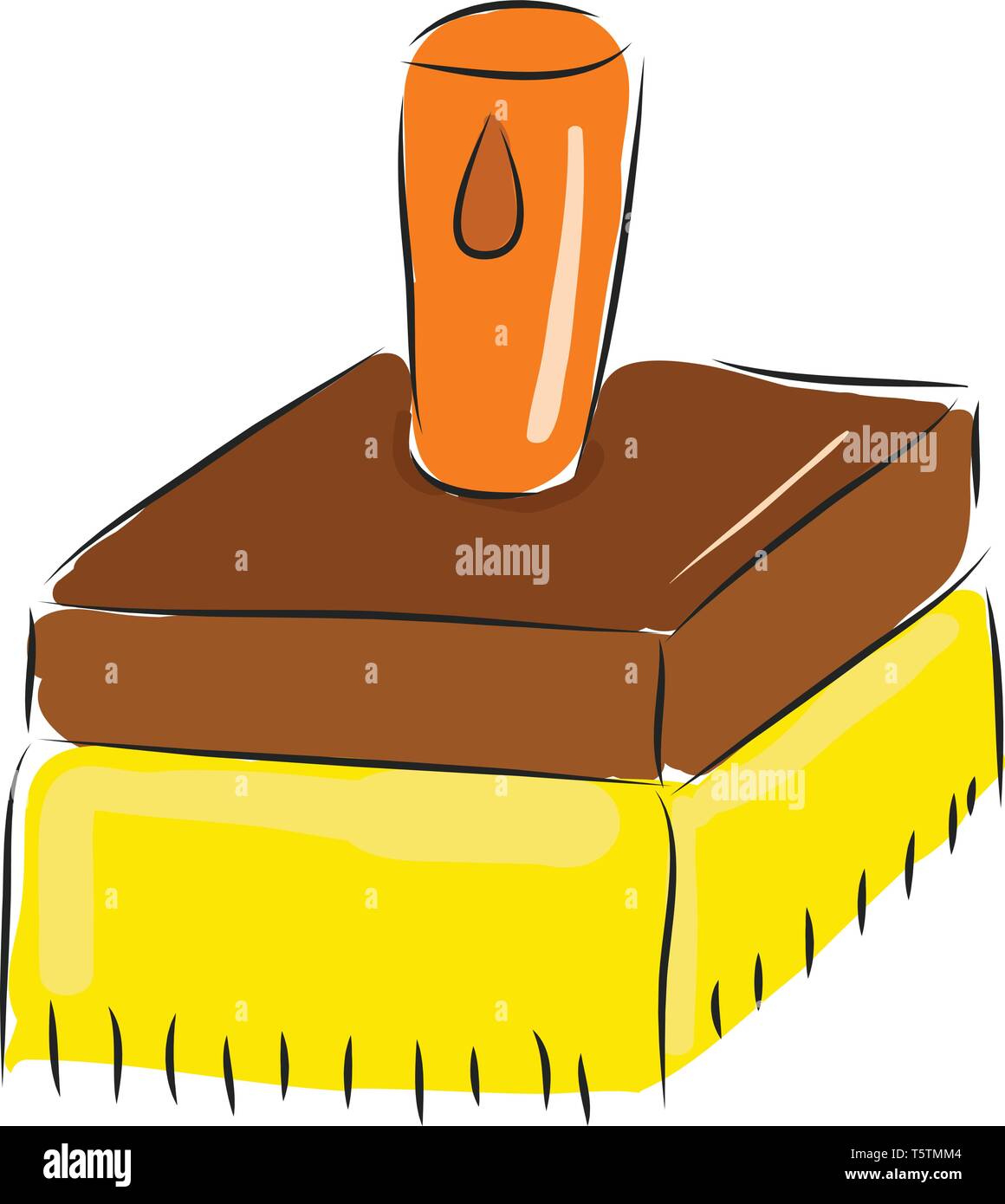 Simple cartoon big yellow brush vector illustration on white background