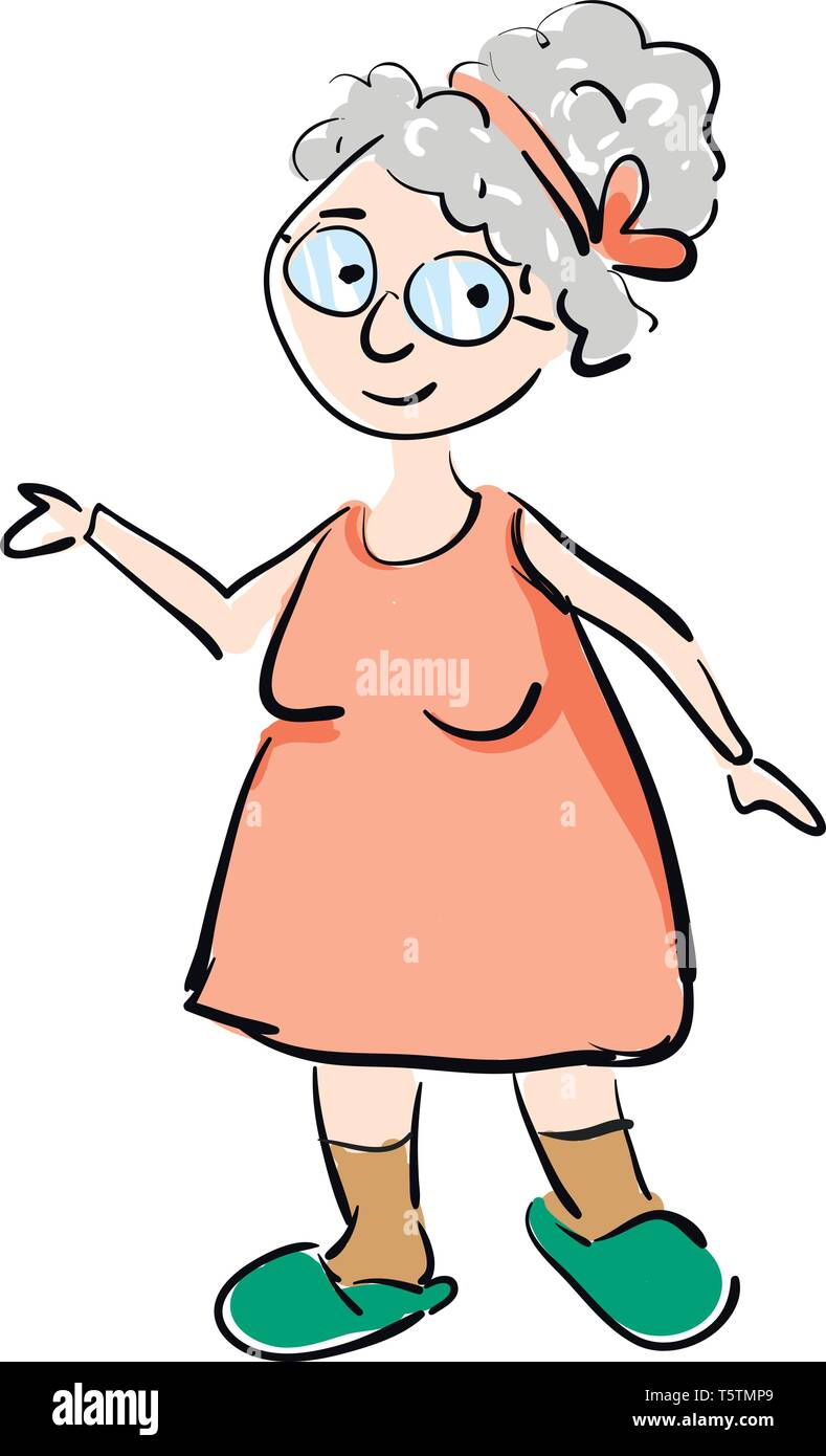 Smiling granny in red dress illustration vector on white background Stock  Vector Image & Art - Alamy