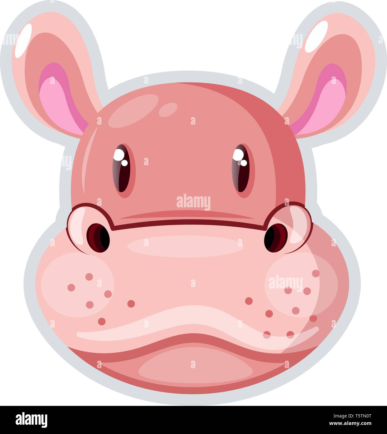 A Pink Pig with broad mouth and dots around, vector, color drawing or