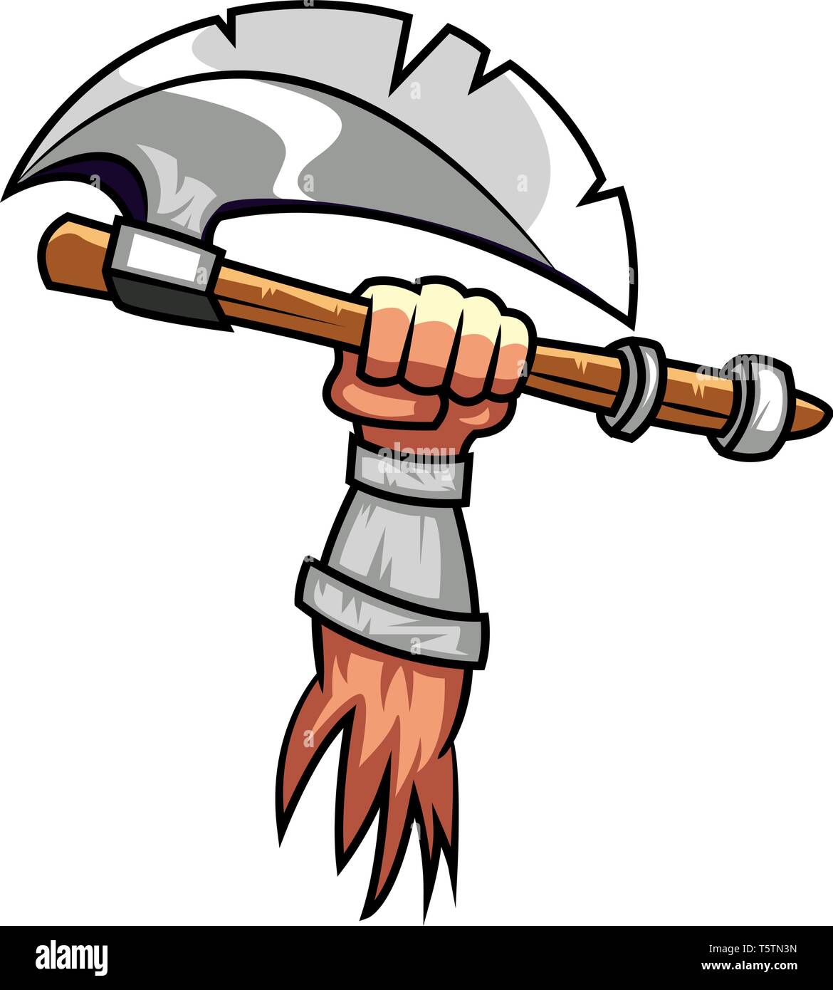 A Hand with long designed axe, vector, color drawing or illustration Stock Vector Image & Art