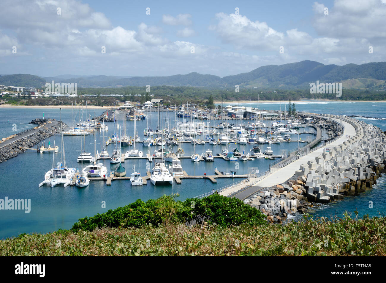 Boats in harbour at  Coffs Harbour, New South Wales, Australia Stock Photo