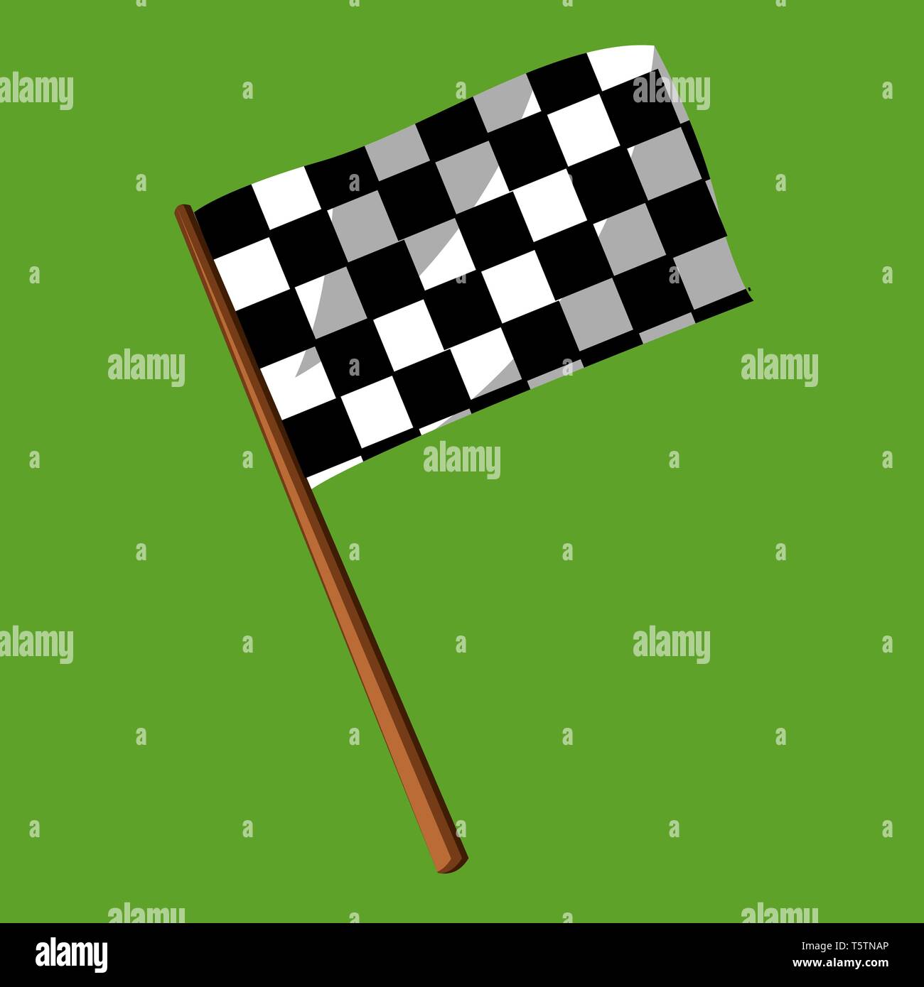 A Flag to tick designed in black and white checks pattern vector color drawing or illustration. Stock Vector