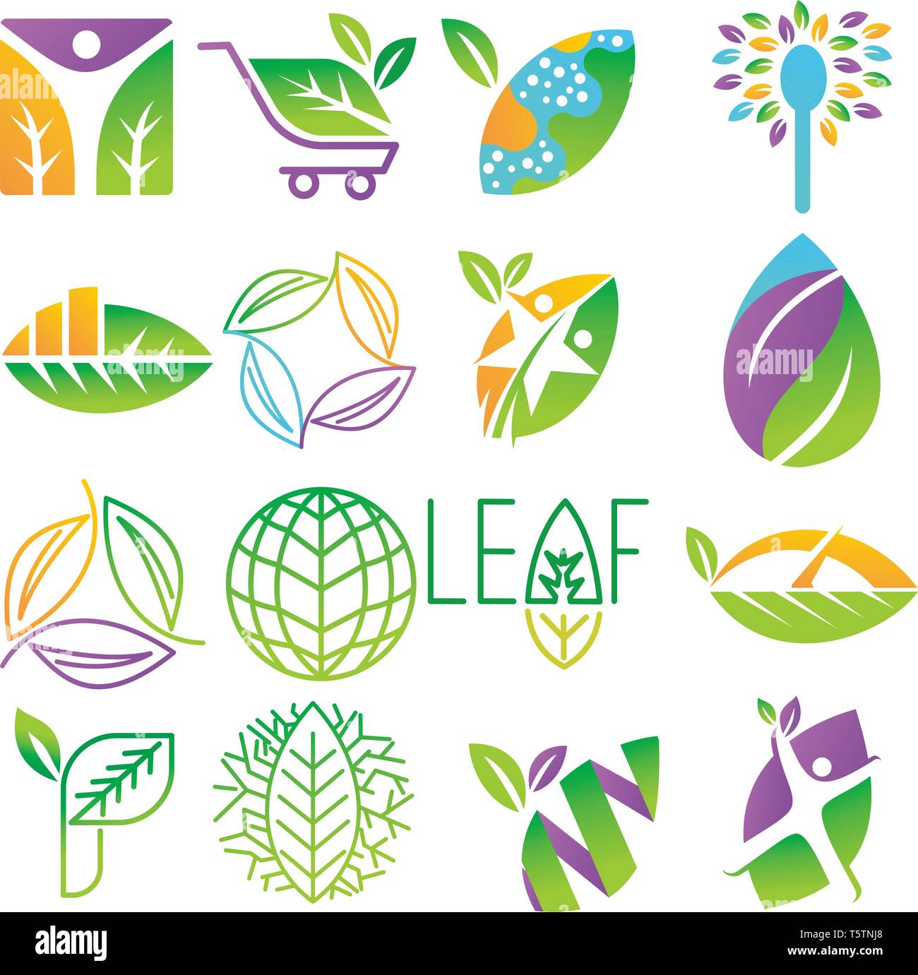 Leaf Logo Design Vector Template Set Stock Vector Image & Art - Alamy