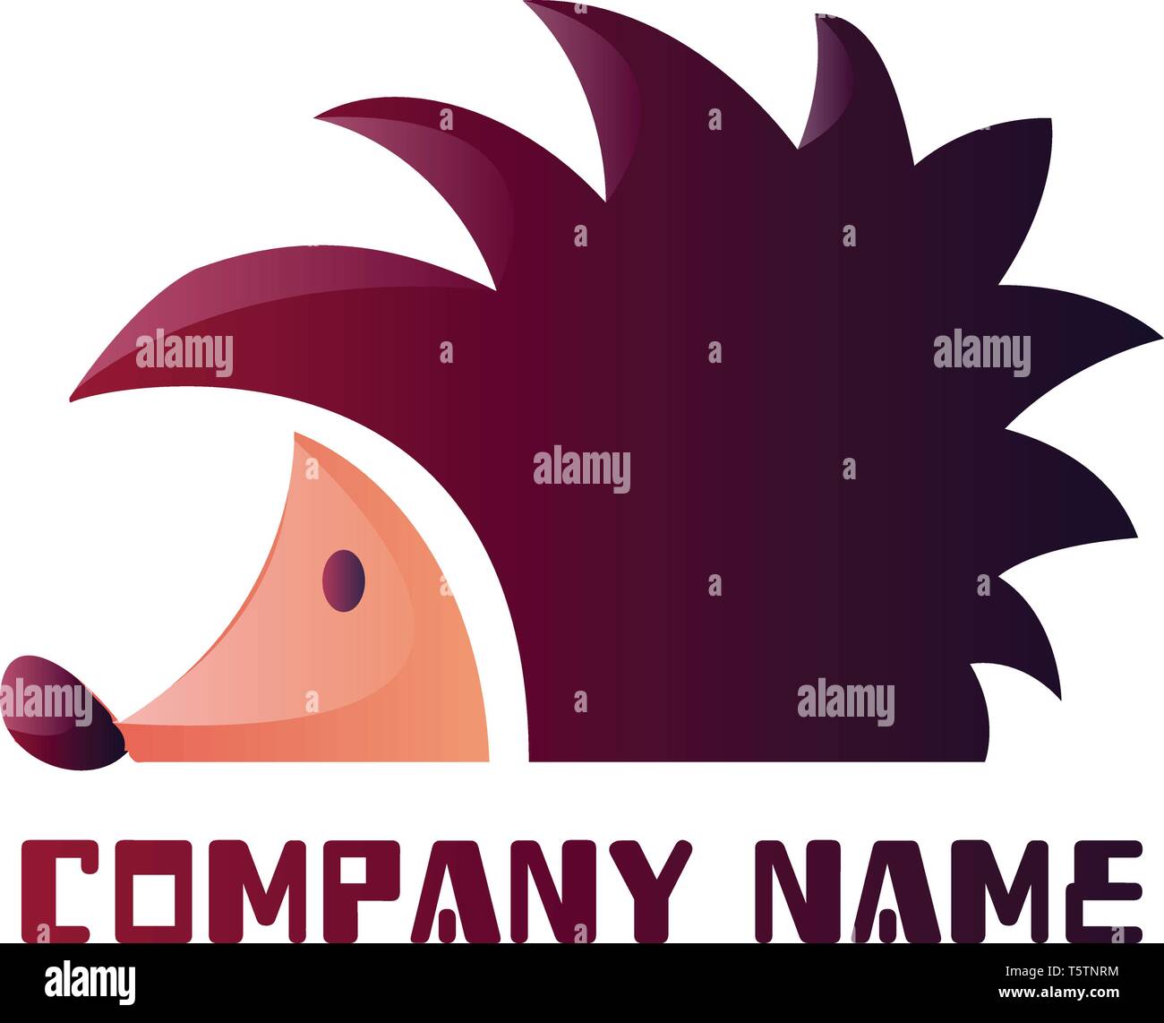 Simple purple hedgehog vector logo design on white background Stock Vector