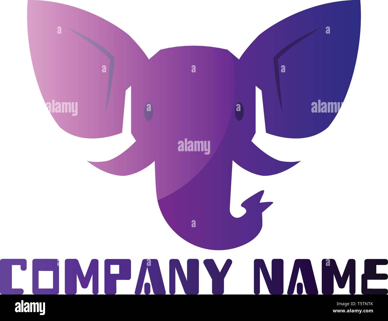 Purple elephant simple logo design on a white background Stock Vector