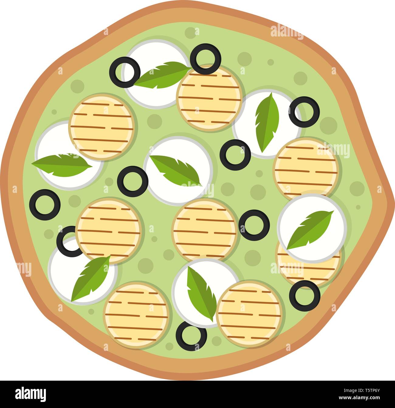Vegetarian pizza illustration vector on white background Stock Vector