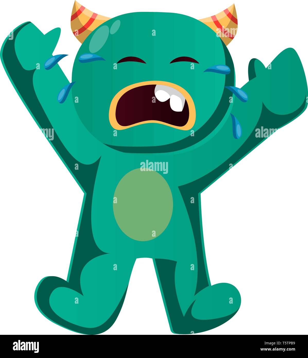 Green monster crying vector illustration Stock Vector