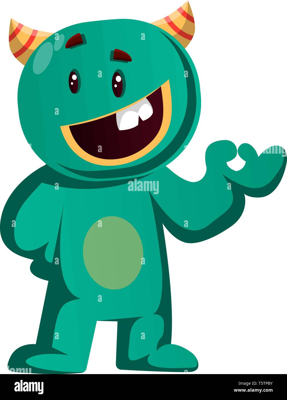 Green monster giving OK sign vector illustration Stock Vector Image ...