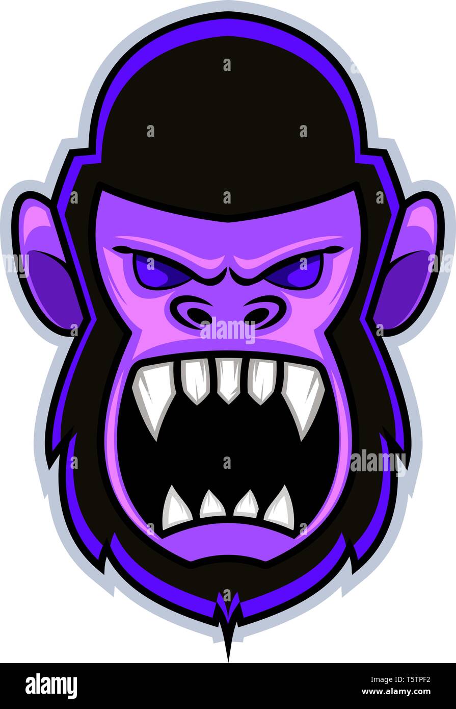 Crazy gorilla gaming logo illustration vector on white background Stock Vector