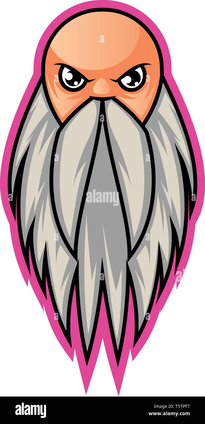 Man with a long white beard illustration vector on white background Stock Vector
