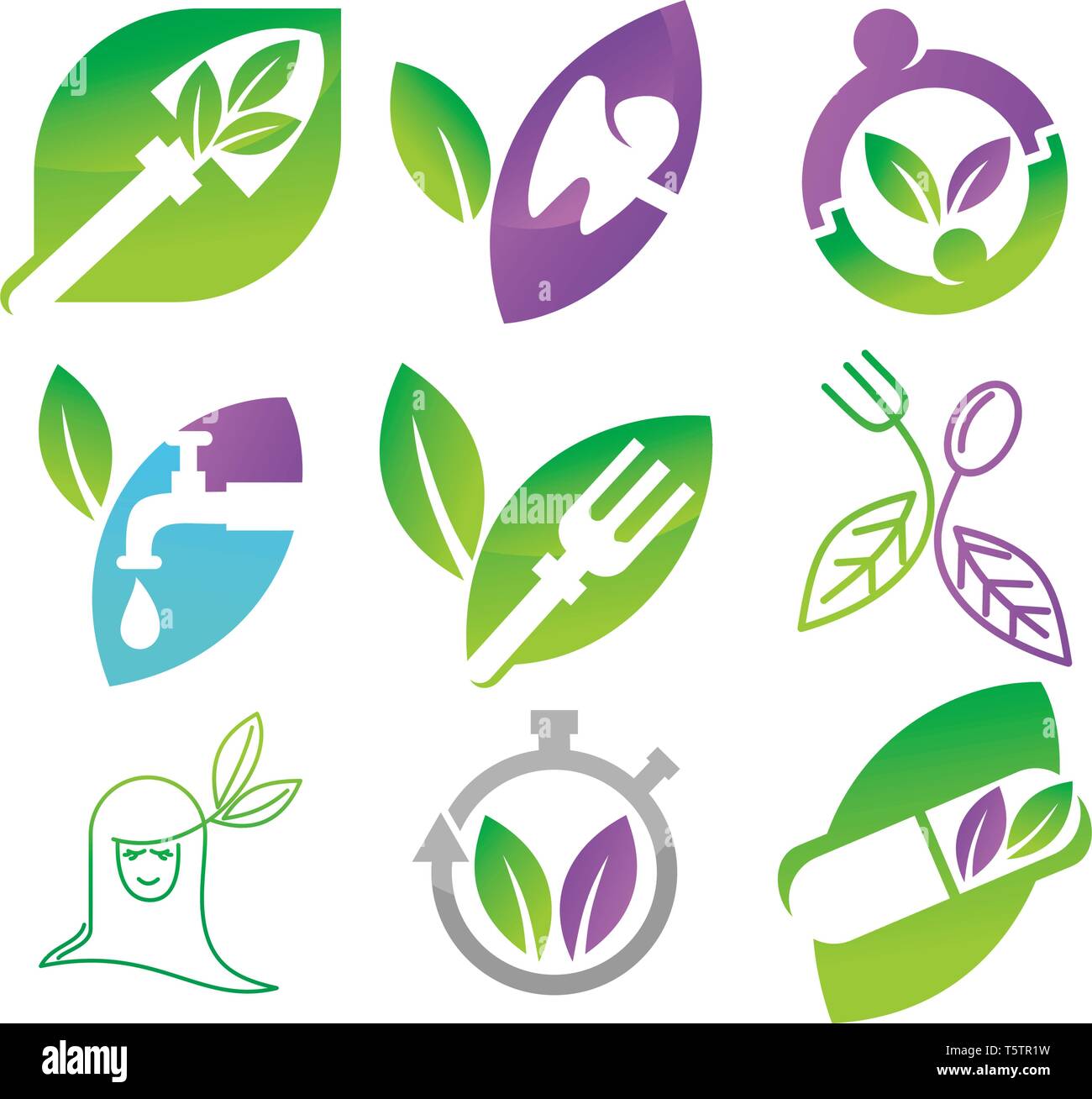 Leaf Logo Design Vector Template Set Stock Vector Image & Art - Alamy