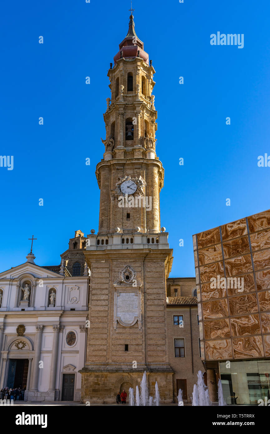 Salvador de Zaragoza Cathedral in Zaragoza, Spain Stock Photo Alamy