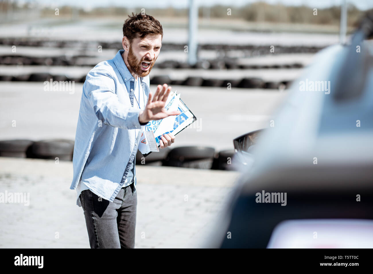 Learner with a road stop sign hi-res stock photography and images - Alamy