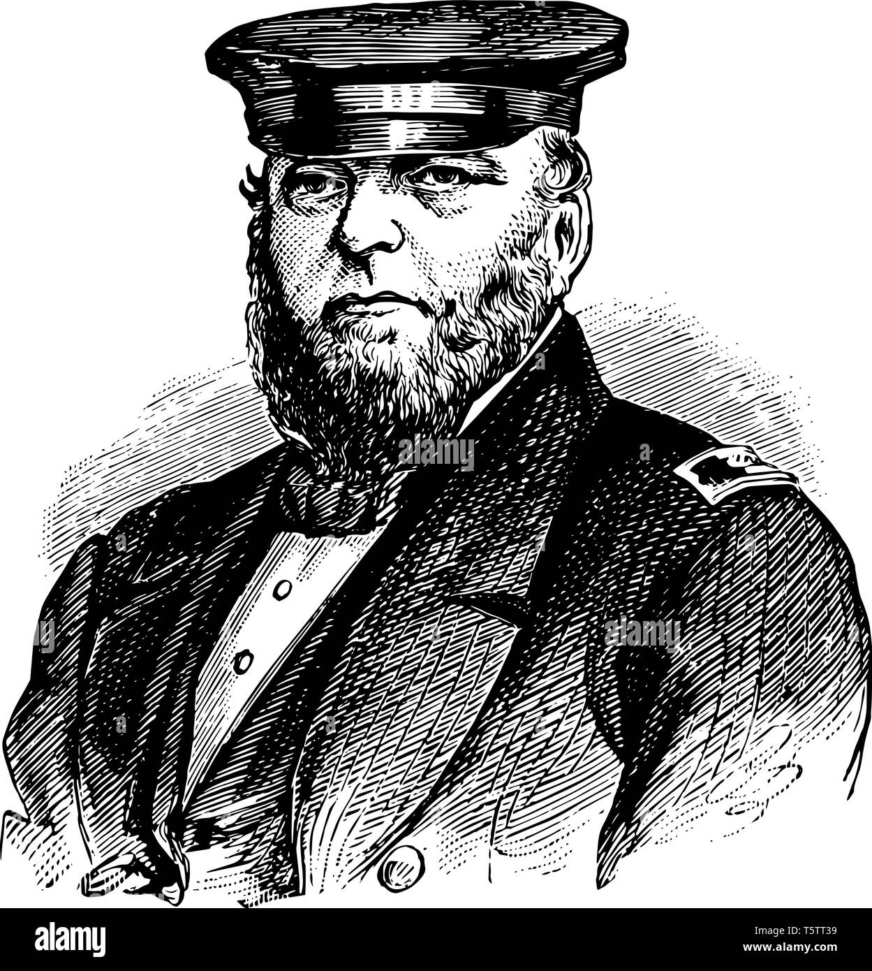 Louis Malesherbes Goldborough 1805 to 1877 he was a rear admiral in the United States navy during the American civil war vintage line drawing or engra Stock Vector