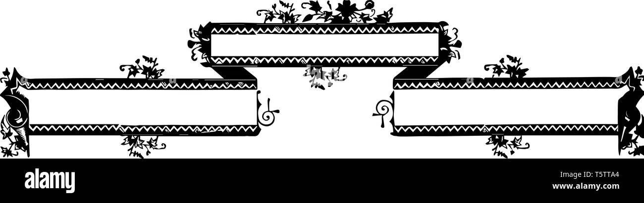 Ribbon Banner Have A Dark Border Vintage Line Drawing Or