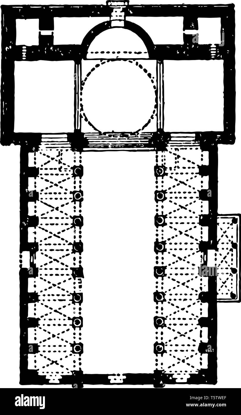 Plan Of San Nicola At Bari 12th Century An Example Of Italian Southern Romanesque Architecture Scale Is In Feet Vintage Line Drawing Or Engraving Illu Stock Vector Image Art Alamy