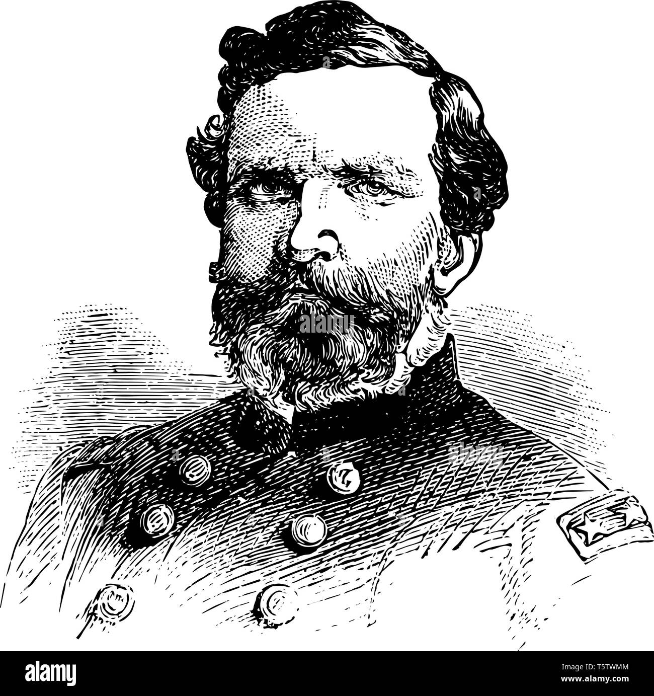 George Henry Thomas 1816 to 1870 he was a United States army officer and a union general during the American civil war vintage line drawing or engravi Stock Vector