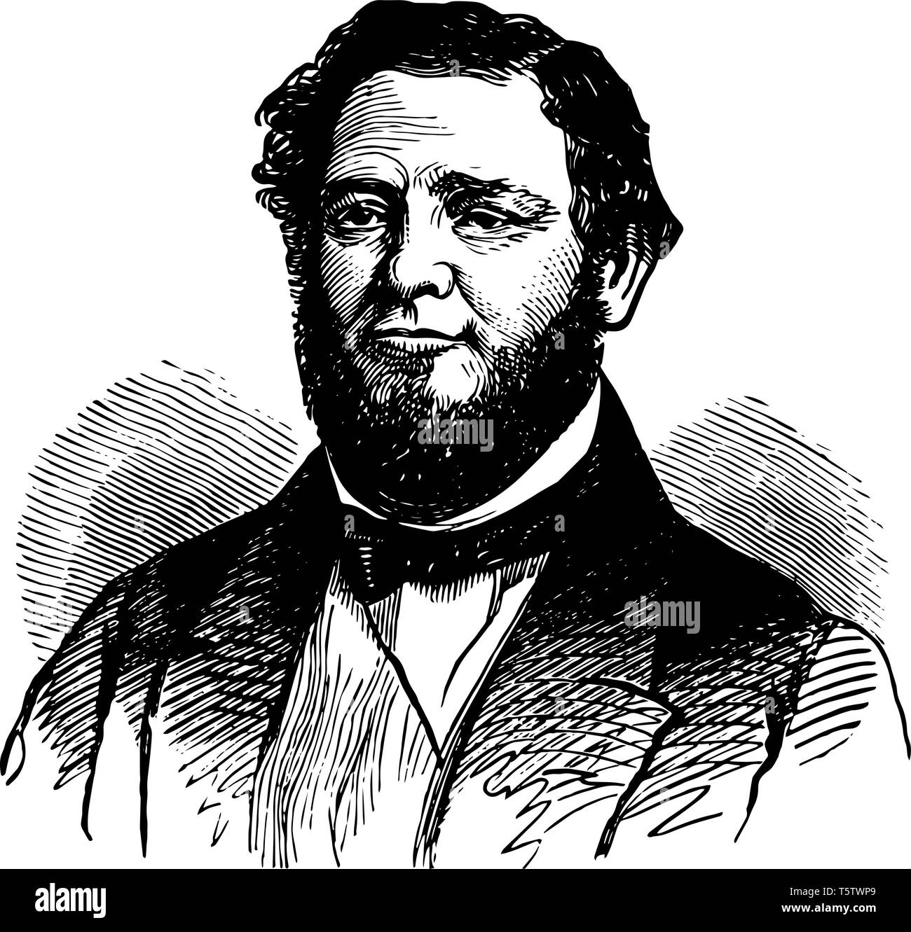 Judah Philip Benjamin 1811 to 1884 he was a lawyer an American politician and United States senator from Louisiana vintage line drawing or engraving i Stock Vector