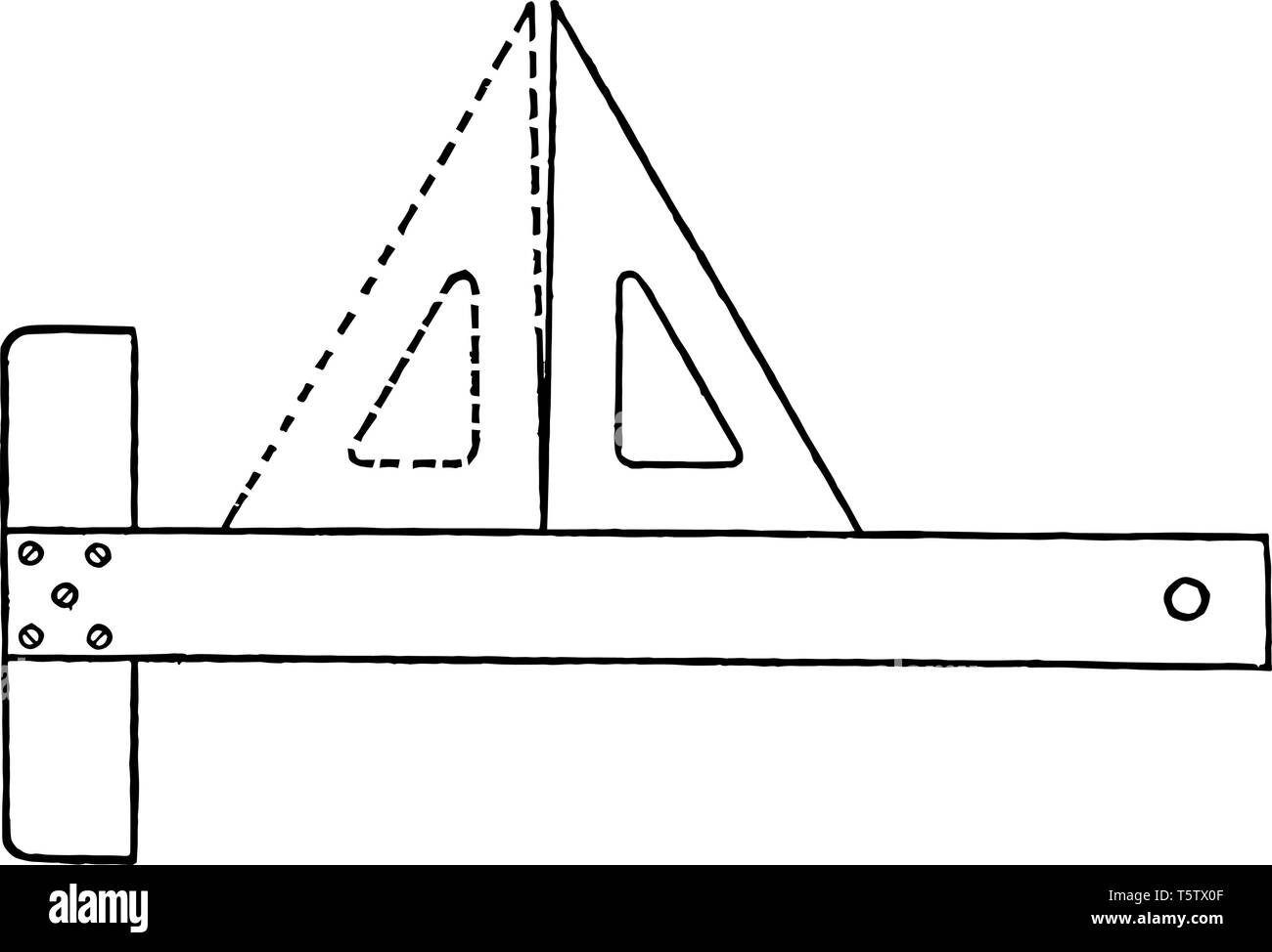 pics Cartoon T Square Drawing https www alamy com triangle accuracy test using t to square by drawing a perpendicular line it is the lower edge resting on the t to square in position vintage line draw image244565679 html