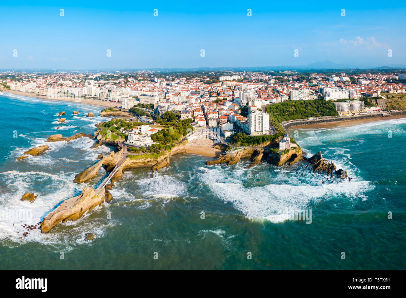 Biarritz aerial panoramic view. Biarritz is a city on the Bay of Biscay