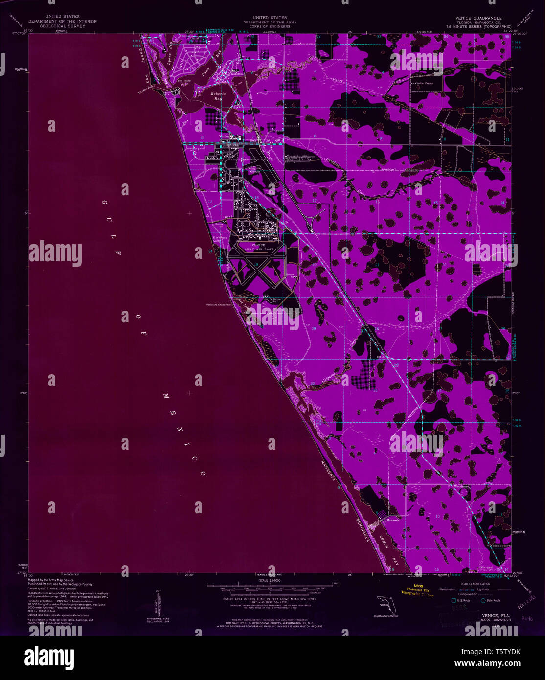 USGS TOPO Map Florida FL Venice - Usgs Topo Map Florida Fl Venice 348926 1944 24000 Inverted Restoration T5TYDK 