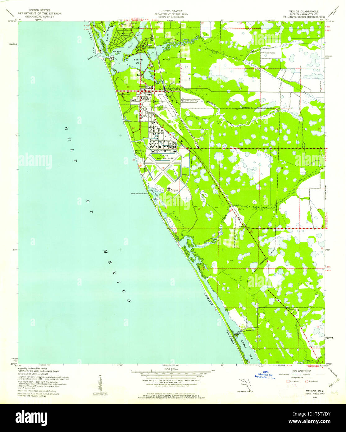 USGS TOPO Map Florida FL Venice - Usgs Topo Map Florida Fl Venice 348926 1944 24000 Restoration T5TYDY 