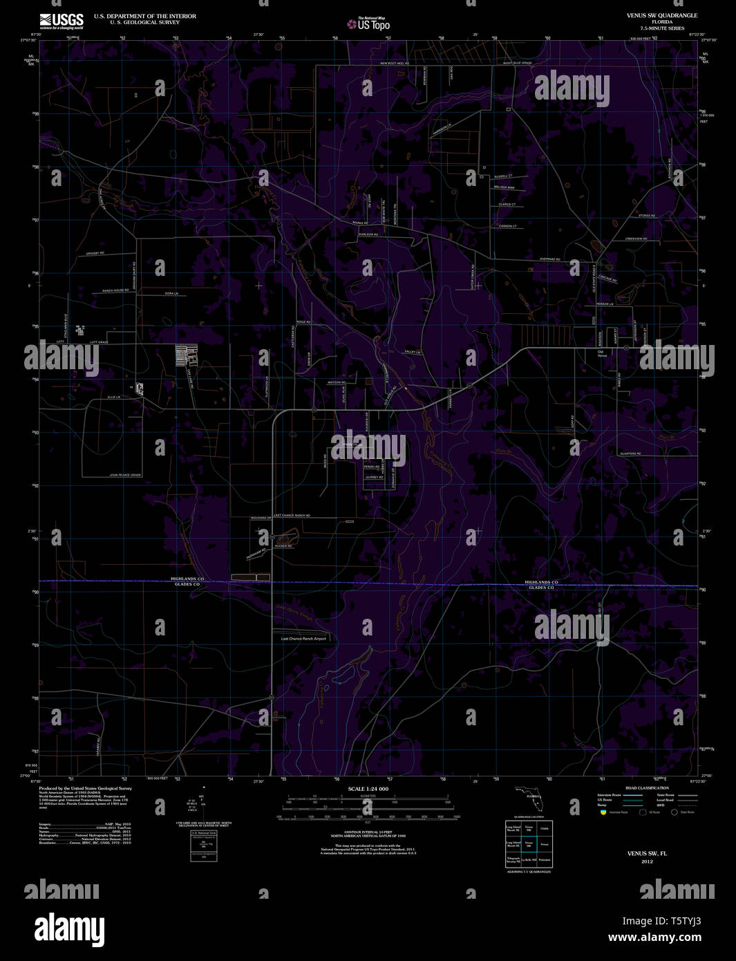 USGS TOPO Map Florida FL Venus - Usgs Topo Map Florida Fl Venus Sw 20120725 Tm Inverted Restoration T5TYJ3